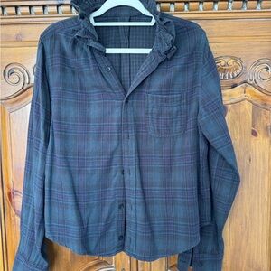 Women's Plaid Button Down Shirt - Blue and Purple